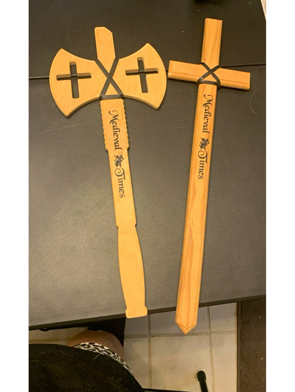 Medieval Times Wooden Toy Sword & Double Axe Medieval Costume Props Brown